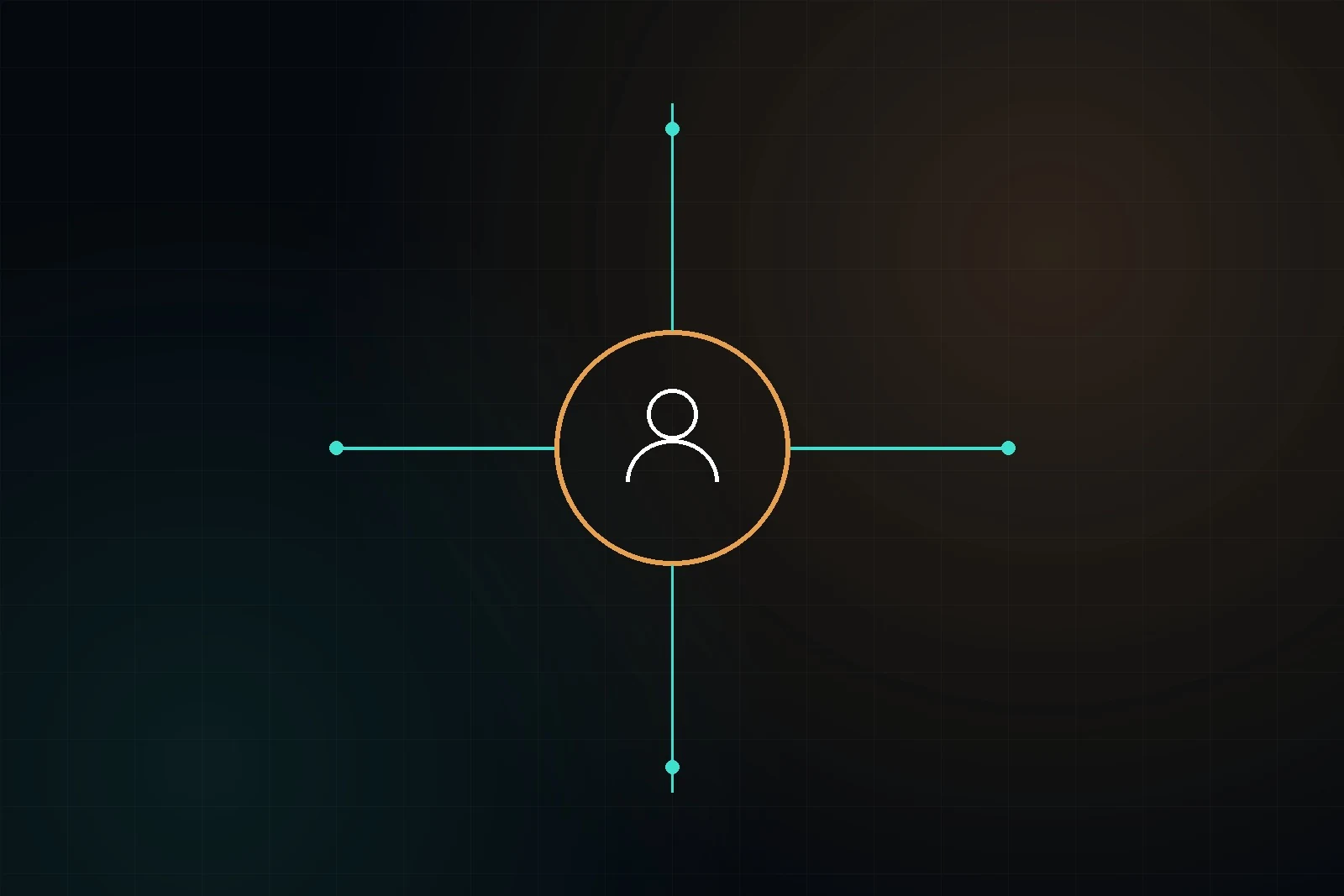 Human figure at centre of connected control network