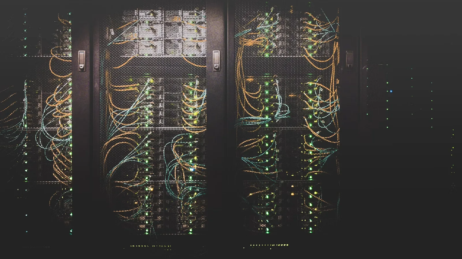 Network cables connected inside a data centre